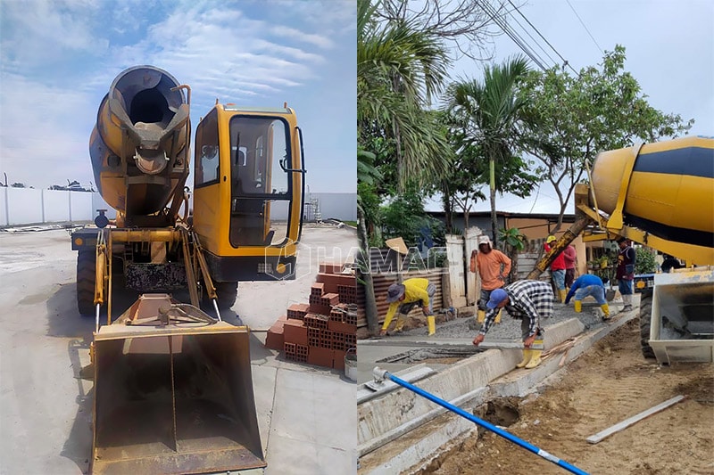 Mixer Beton Beban Sendiri Kerangka Satu Kesatuan HMC350 Bekerja di MACHALA, ECUADOR