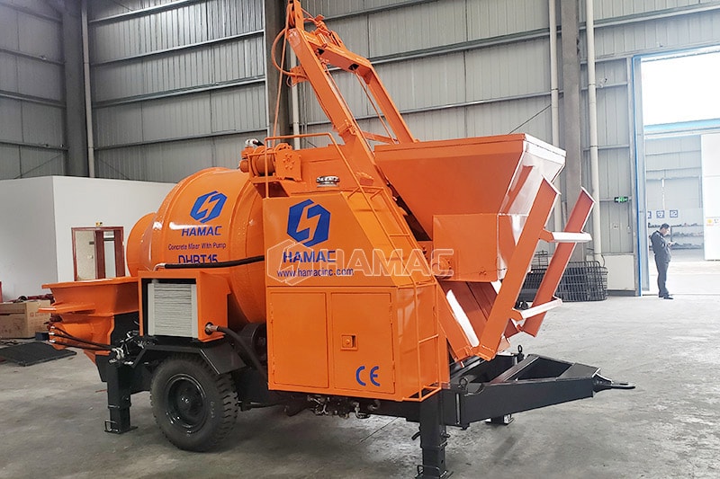 Left side of concrete mixer pump