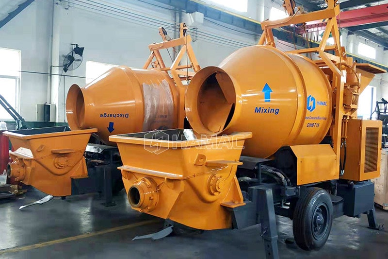 Right side of concrete mixer with pump