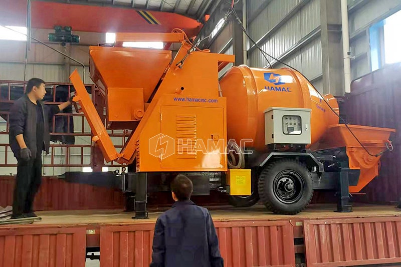 Concrete mixer with pump on the truck