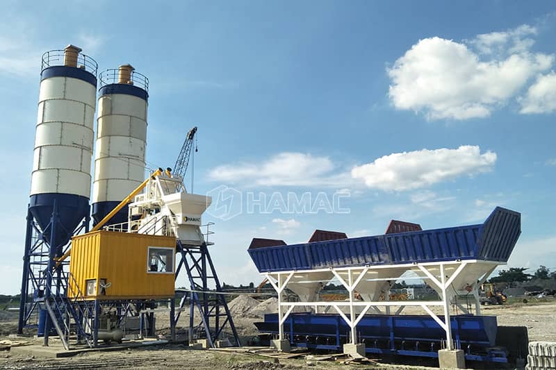 Penjelasan detail tentang pabrik batching beton tipe skip hoist untuk dijual