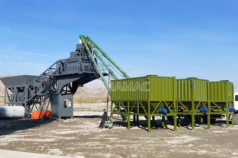 Silo semen horisontal dan conveyor sekrup untuk pabrik batching beton bergerak